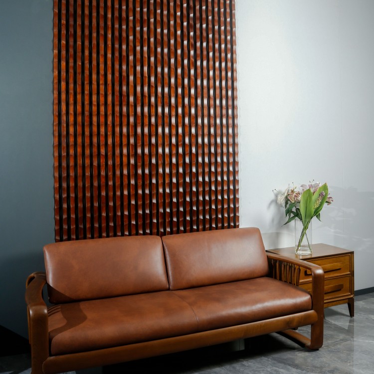 Panel acústico de madeira maciza de deseño de interiores (8)